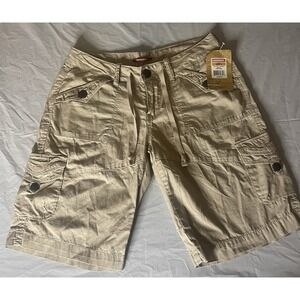 Unionbay Y2K Utility Cargo Shorts Size 3 Khaki Roll Tab Drawstring Cotton NWT